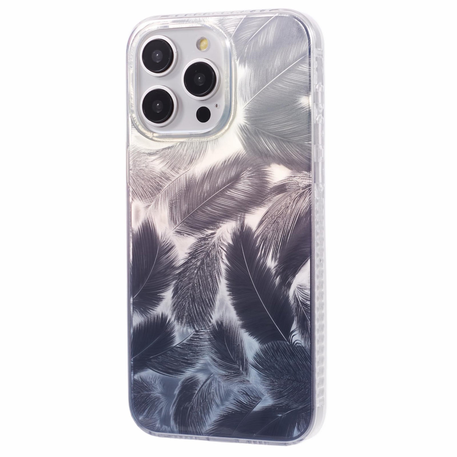 MP Series For iPhone 13 Pro Case TPU+Acrylic Gradient Feather Pattern IMD Phone Cover MP Series For iPhone 13 Pro Case TPU+Acrylic Gradient Feather Pattern IMD Phone Cover